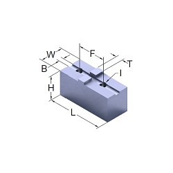 DILLON DM201474 Tongue and Groove Chuck Jaw, 1-3/4 in Distance Between Mount Hole Centers, 0.313 in Slot Width, 3-1/2 in Jaw Length, 1-1/4 in Jaw Width