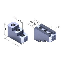 DILLON KW10RJ Chuck Jaw, 1.181 in Distance Between Mount Hole Centers, 0.63 in Slot Width, 4-1/4 in Jaw Length, 1-3/4 in Jaw Width