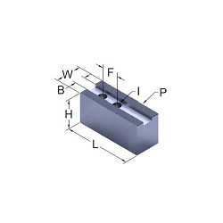 DILLON KW12B Chuck Jaw, 1.181 in Distance Between Mount Hole Centers, 0.827 in Slot Width, 5 in Jaw Length, 2 in Jaw Width