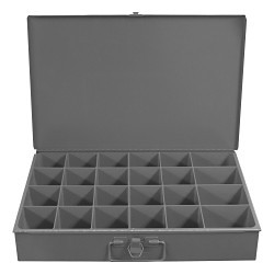 DURHAM MFG® 102-95 Compartment Box, 12 in Overall Length, 18 in Overall Width, 3 in Overall Height, 24 Drawers, Gray