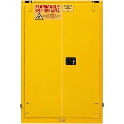 DURHAM MFG® 1045S-50 Flammable Safety Cabinet, 45 gal, 66-3/8 in Height, 43 in Width, 18 in D, Self-Closing Door, 2 Doors, 2 Shelves, Steel, Yellow