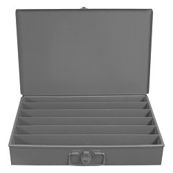 DURHAM MFG® 125 Compartment Box, 18 in Overall Width, 12 in Overall Depth, 6 Compartments, Gray