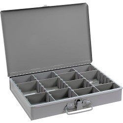 DURHAM MFG® 215-95 Compartment Box, 9-7/8 in Overall Length, 13-9/16 in Overall Width, 2-1/8 in Overall Height, 9 Compartments per Drawer, 9 Dividers per Drawer