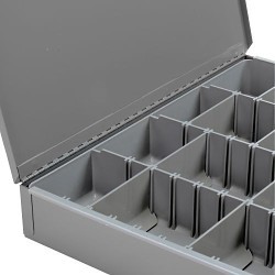 DURHAM MFG® 215-95 Compartment Box, 9-7/8 in Overall Length, 13-9/16 in Overall Width, 2-1/8 in Overall Height, 9 Compartments per Drawer, 9 Dividers per Drawer