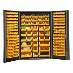 DURHAM MFG® DC48-176-1795 Bin Cabinet, 176 Bins, Yellow, 24 in Overall Length, 48 in Overall Width, 72 in Overall Height