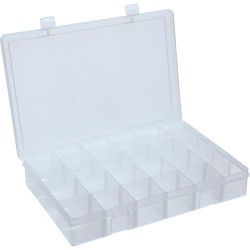 DURHAM MFG® LPADJ-CLEAR Compartment Box, Polypropylene, Clear