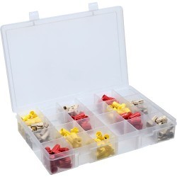 DURHAM MFG® LPADJ-CLEAR Compartment Box, Polypropylene, Clear