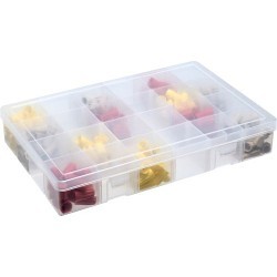 DURHAM MFG® LPADJ-CLEAR Compartment Box, Polypropylene, Clear