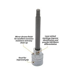 DYNAMIC D006458 Socket Driver Bit, No Impact Rated, 3/8 in Drive, 1/4 in Bit Length