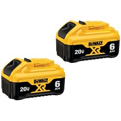 Stanley Black & Decker DeWALT® 206-2 Battery Pack, 6 Ah Battery, Lithium-Ion Battery, 20 V Charge, For Use With: Drill, Sander, Saw