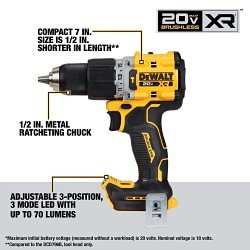 Stanley Black & Decker DeWALT® DCK2050M2 Cordless Hammer Drill and Impact Driver Tool Combo Kit, Hammer Driver Drill, Impact Driver Tools, 20 V, 4 Ah Battery, Lithium-Ion Battery, 1/2 in Chuck, 1825 in-lb Torque