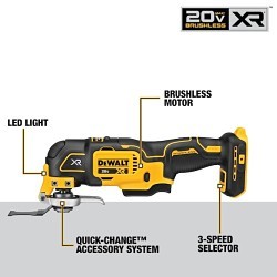 DeWALT® DCK628D2 20V MAX XR® Lithium-Ion Battery Brushless Power Tool Combo Kit, 2 Ah Battery, 1/2 hammer Drill, 1/4 Impact Drive, 6-1/2 Circular Saw, Reciprocating Saw, 3 Speed Oscillating Saw, Work Light, 2 Batteries, Soft Case