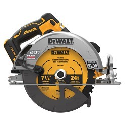 Stanley Black & Decker DeWALT® DCS573B Circular Saw, 7-1/4 in Blade, 5/8 in, 20 V, 2 in Max at 45 deg, 2-9/16 in Max at 90 deg Cutting Depth, Lithium-Ion Battery, No Battery Included, Blade Side Right