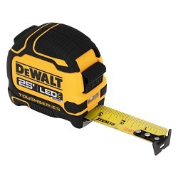 DeWALT® DWHT35625S Tape Measure, 25 ft Blade Length, 1-1/4 in Blade Width, Steel Blade, Measuring System: Imperial, Graduations: 1/16 in