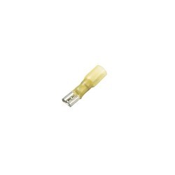 Push-On Terminal, Solder & Crimp, Male, 12-10 AWG Wire, Brass, Yellow