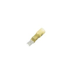 Push-On Terminal, Solder & Crimp, Male, 12-10 AWG Wire, Brass, Yellow