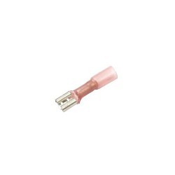 Push-On Terminal, Solder Lead-Free & Crimp, Standard Female, 20-18 AWG Wire, Brass, Red