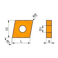 Dormer 6753778 Turning Insert, CNMG Insert, Material Grade: Gr T9325, #12 Insert, Rhombus, For Use On: Cast Iron, Cast Steel, Steel