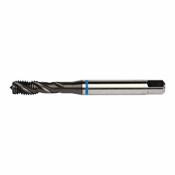 Dormer 7350338 E812 Spiral Flute Machine Tap With Blue Shark, Right Hand Cutting, #10-24 Thread, Semi-Bottoming Chamfer, Right Hand Flute Direction, 3 Flutes, TiAlN Coated, HSS-E