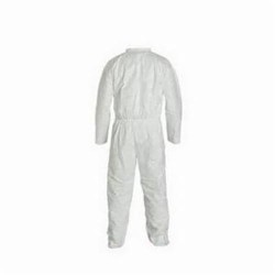 DuPont™ TY120SWHLG0025NF Laydown Collar Disposable Coverall With Open Wrist and Ankle, L, White, 5.9 mil Tyvek® 400, 39-3/4 to 43-1/4 in Chest, 29-1/2 in L Inseam