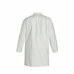 DuPont™ SafeSPEC™ TY212SWHXL003000 Standard Disposable Lab Coat With Laydown Collar, XL, White, Tyvek® 400 Fabric, 39 in L, Front Snap Closure, 2 Pockets, ASTM D1777, ASTM D3776, ASTM D774, ASTM D5733, ASTM D5034, ASTM D257, 16 CFR 1610 Class 1, AATCC 127