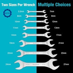 DURATECH DTSTW08M Super-Thin Wrench Set, Measurement System: Metric, 8 Piece, Carbon Steel, Mirror Polish