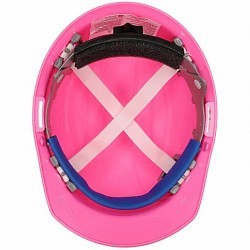 Hard Hat, 6-1/2 in Fits Minimum Hat Size, 8 in Fits Maximum Hat Size, HDPE, Ratchet (4-Point) Suspension, C, E, G ANSI Electrical Class Rating, Graphics: None, Ratchet Adjustment, Hi-Vis Pink