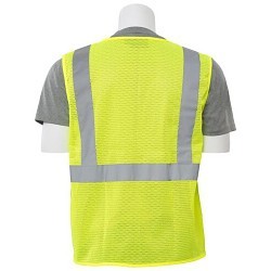 Safety Vest, S, Fluorescent Green, Polyester Mesh, Zipper Closure, 3 Pockets, ANSI Class: Class 2, ANSI/ISEA 107 Specifications Met