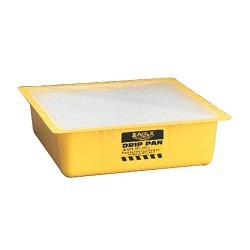 Eagle® 1670 Drip Pan, 10-1/2 in Length, 10-1/2 in Width, 3 in Height, High Density Polyethylene, Yellow, 1 gal Spill