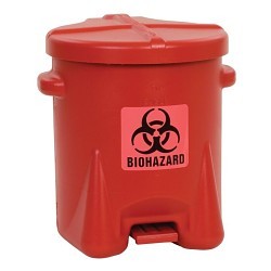 Eagle® 943BIO Biohazard Waste Can, 6 gal, High Density Polyethylene, Red