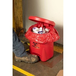 Eagle® 943BIO Biohazard Waste Can, 6 gal, High Density Polyethylene, Red