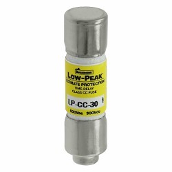 Eaton LP-CC-30 Time Delay Fuse, 30 A Amp, 600 VAC, 300 VDC, 20 kAIC, 200 kAIC Interrupt, Class: CC, Melamine Tube Body Type