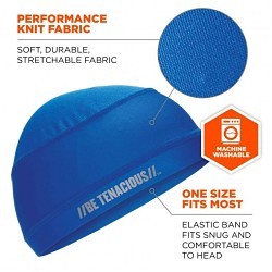 Ergodyne Chill-Its® 12689 Cooling Skull Cap, Universal, Blue, Nylon/Polyester