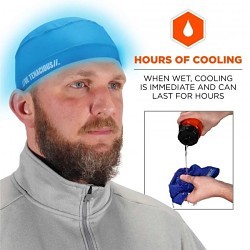 Ergodyne Chill-Its® 12689 Cooling Skull Cap, Universal, Blue, Nylon/Polyester