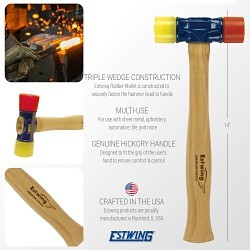 Estwing® DFH12 Mallet Hammer, 12-1/2 in Overall Length, 12 oz Head, Rubber Head, Wood Handle