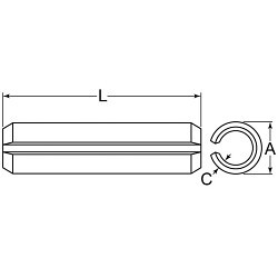 SPIROL® SPS6P-156-1000 Standard Duty Slotted SPS6P-156-1000, 5/32 in Dia Nominal, 1 in OAL, Stainless Steel, Passivated, 316 Grade
