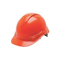 Hard Hat, ABS Plastic, 4 Point Vented Ratchet Suspension, Hi-Viz Orange