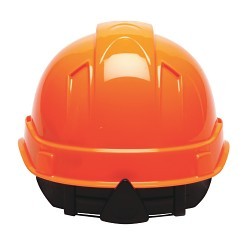 Hard Hat, ABS Plastic, 4 Point Vented Ratchet Suspension, Hi-Viz Orange