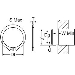G.L.HUYETT™ DSH-012-SS Snap Retaining Ring, External, Metric, M12 Shaft Dia, Stainless Steel, Plain