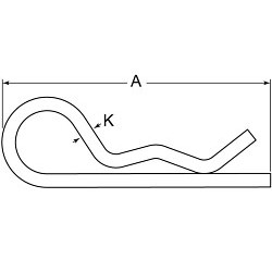 G.L.HUYETT™ Heritage™ BP-202 Hitch Pin, 0.125 in Dia, 3-1/8 in Overall Length, Steel, Zinc Plated