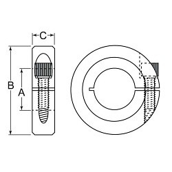G.L.HUYETT™ SC1-0625-BO Set Shaft Collar, 5/8 in Inside Dia, 1-5/16 in Outside Dia, 7/16 in Width, Low Carbon Steel, Black Oxide