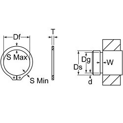 G.L.HUYETT™ SH-025-SS Snap Retaining Ring, External, Imperial, 1/4 in Shaft Dia, Stainless Steel, Plain