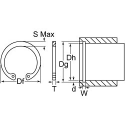 G.L.HUYETT™ VHO-193 Housing Retaining Ring, Beveled Internal, Imperial, Carbon Spring Steel, Phosphate