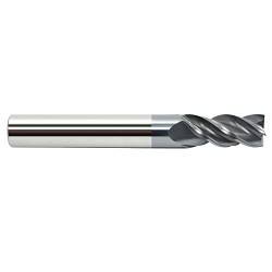 GARR 50600 V4S Center Cutting High Performance Square End Mill, 1/4 in Dia Cutter, 3/8 in Length of Cut, 4 Flutes, 1/4 in Dia Shank, 4 in OAL, AlCrN Coated