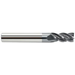 GARR 50600 V4S Center Cutting High Performance Square End Mill, 1/4 in Dia Cutter, 3/8 in Length of Cut, 4 Flutes, 1/4 in Dia Shank, 4 in OAL, AlCrN Coated