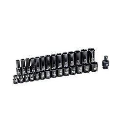 Apex Tool Group GEARWRENCH® 84925N Socket Set, Measurement System: SAE, 6 Points, 3/8 in Drive, 29 Piece, 8 mm, 9 mm, 10 mm, 11 mm, 12 mm, 13 mm, 14 mm, 15 mm, 16 mm, 17 mm, 18 mm, 19 mm, 21 mm, 22 mm Drivers Included