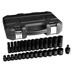 Apex Tool Group GEARWRENCH® 84925N Socket Set, Measurement System: SAE, 6 Points, 3/8 in Drive, 29 Piece, 8 mm, 9 mm, 10 mm, 11 mm, 12 mm, 13 mm, 14 mm, 15 mm, 16 mm, 17 mm, 18 mm, 19 mm, 21 mm, 22 mm Drivers Included