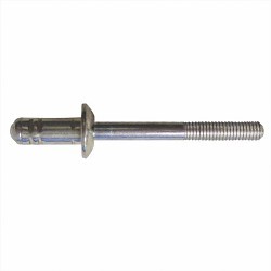 GESIPA Fasteners USA GESF/GSMD87SGB Blind Rivet, Open End, Steel, 1/4 in Rivet Dia, 0.807 in Length, 0.276-0.413 in Grip Range, Dome