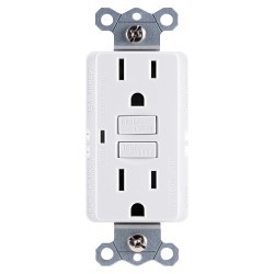 GE 32073 Ground Fault Receptacle, 15 A Amp, White