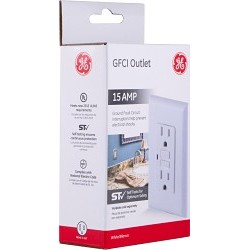 GE 32073 Ground Fault Receptacle, 15 A Amp, White